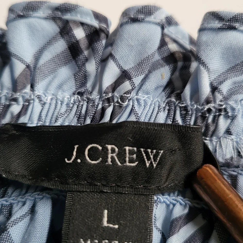 J. Crew Blue and White Smocked Tank Top.Size L